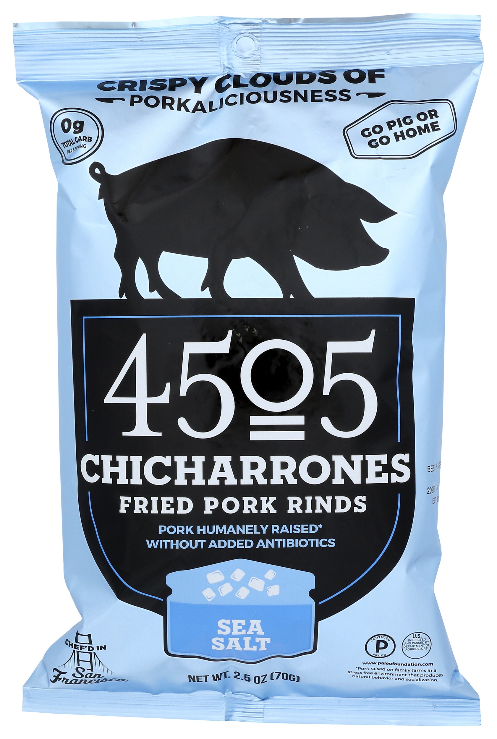 4505 Meats Chicharrones Fried Pork Rinds, Sea Salt Flavor Carewell