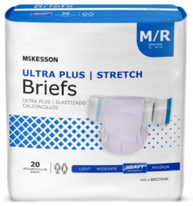 McKesson Ultra Plus Stretch Briefs with Tabs, Heavy