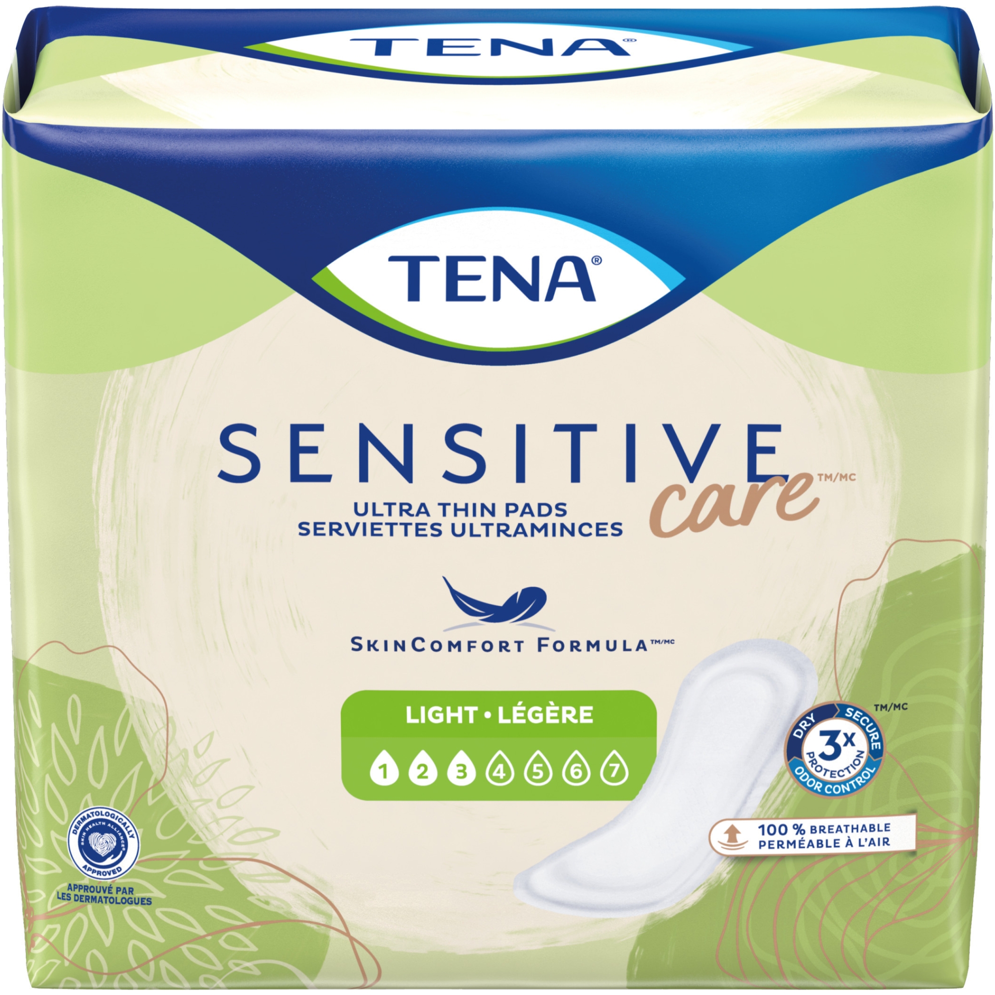 TENA Sensitive Care Ultra Thin Incontinence Control Pads for Women, Light Absorbency