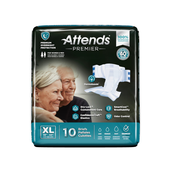 Attends Incontinence Care Breathable Briefs for Adults, Overnight