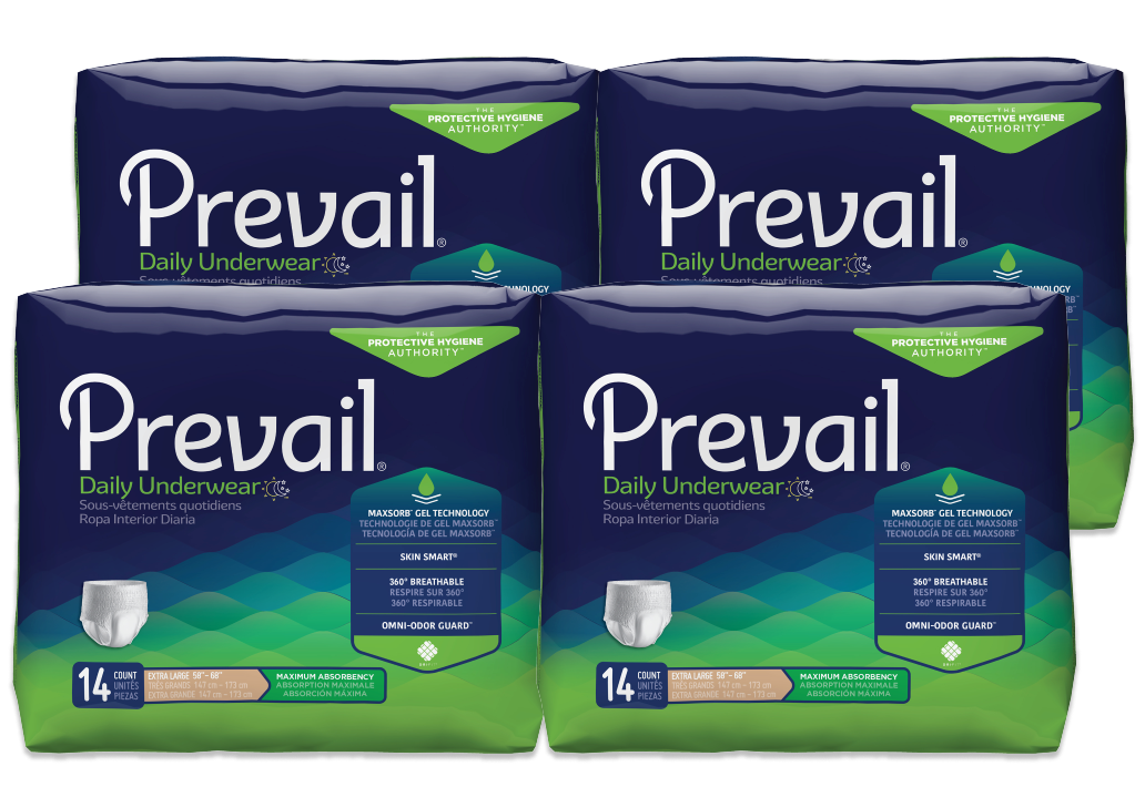 Prevail Maximum Absorbency Incontinence Underwear, 2X-Large, 12-Count (Pack  of 4) : : Health & Personal Care