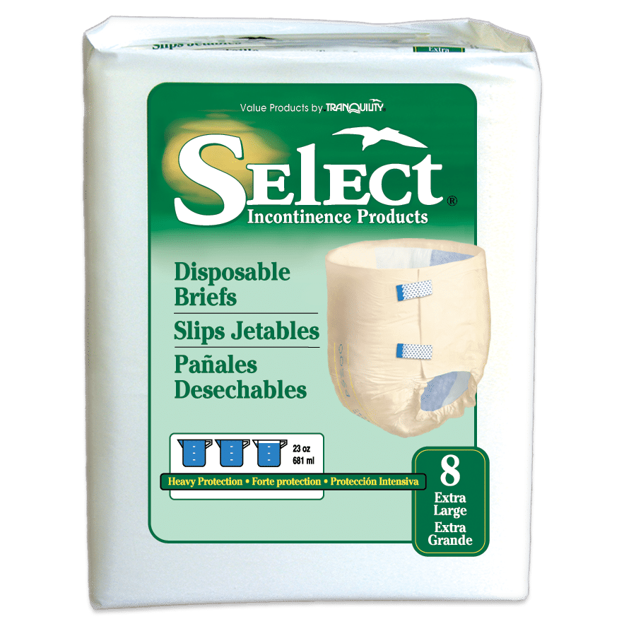 Select Disposable Briefs with Tabs Heavy Carewell