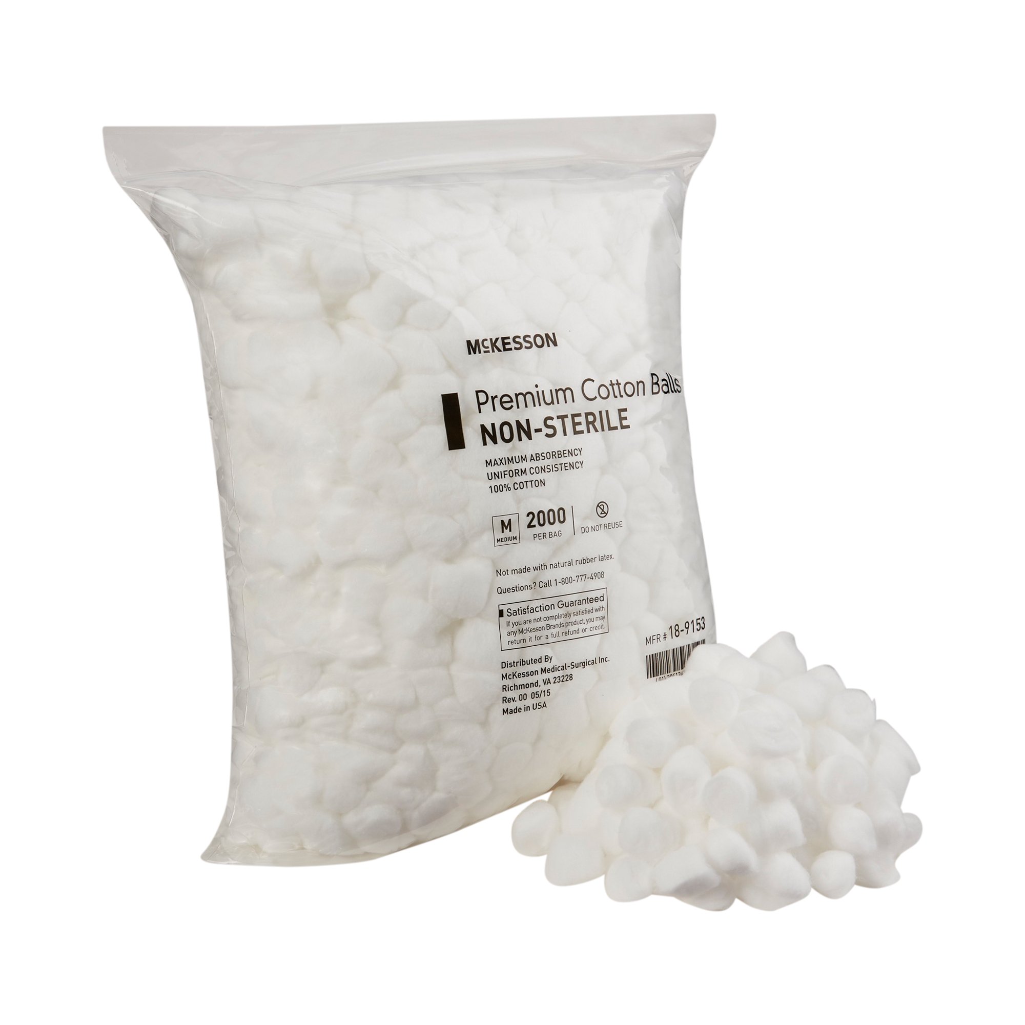 Medline Non-Sterile Cotton Balls, Large, 1 1/4, Bag Of 1,000, Case Of 2  Bags