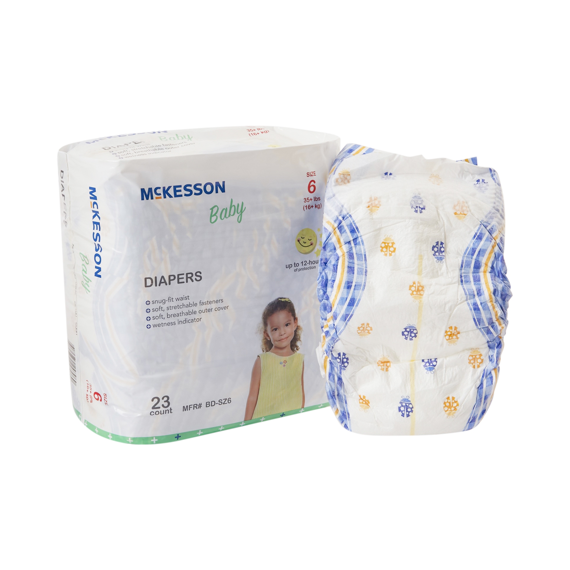 McKesson Unisex Breathable Overnight Baby Diapers, 12-Hour Absorption, Size  4 - 22 to 37 lbs, 31 Count, 1 Pack 