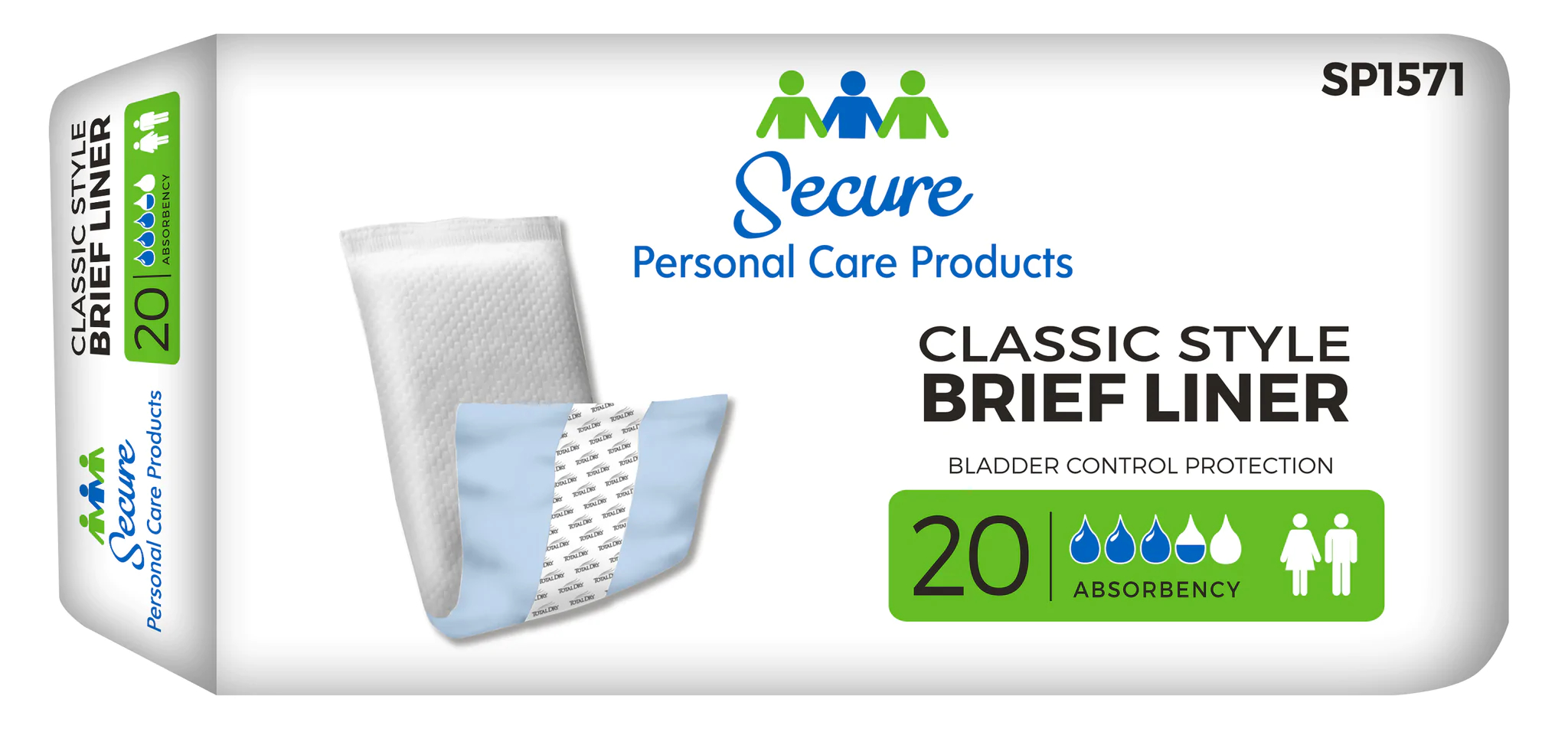 TotalDry Incontinence Brief Liners, Classic Style, Extra Absorbency -  Unisex, Medium, 13 in L