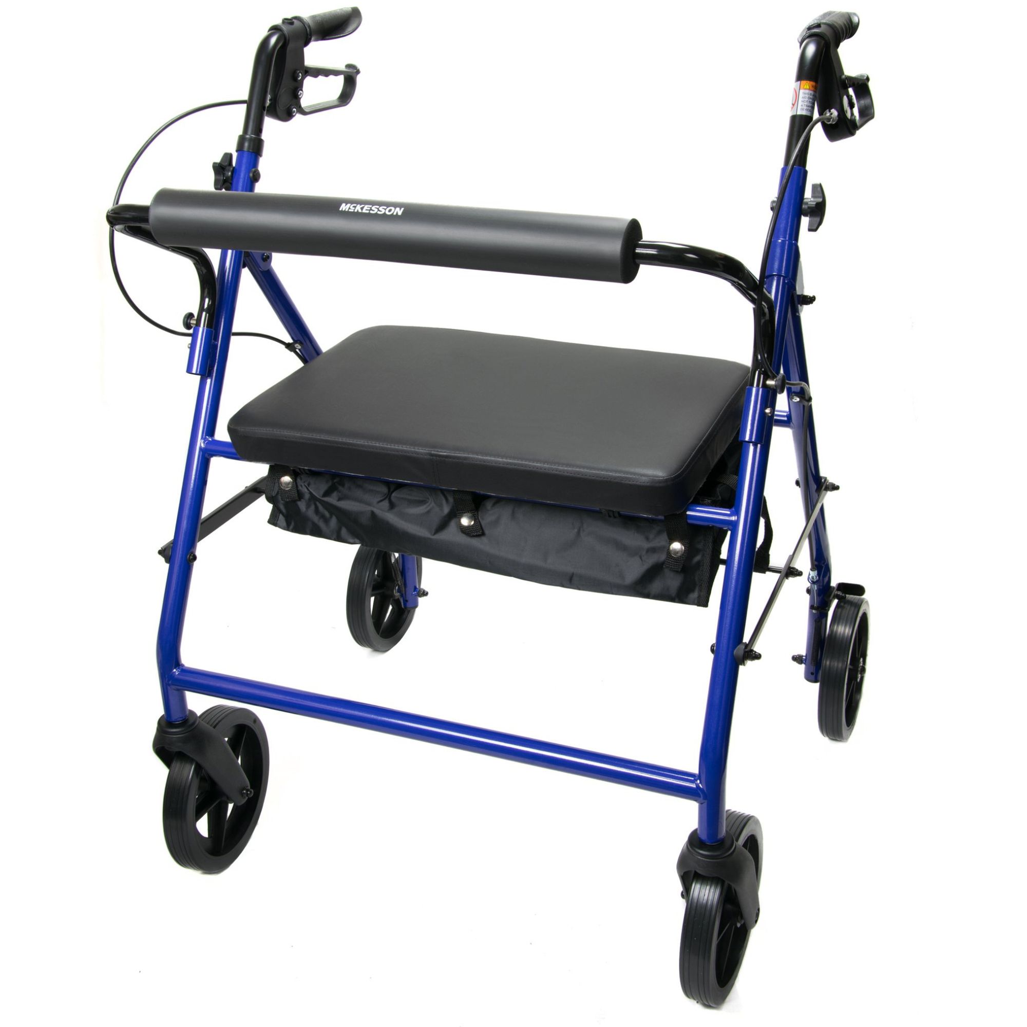 McKesson Folding Bariatric 4 Wheel Rollator, Blue, Steel Frame