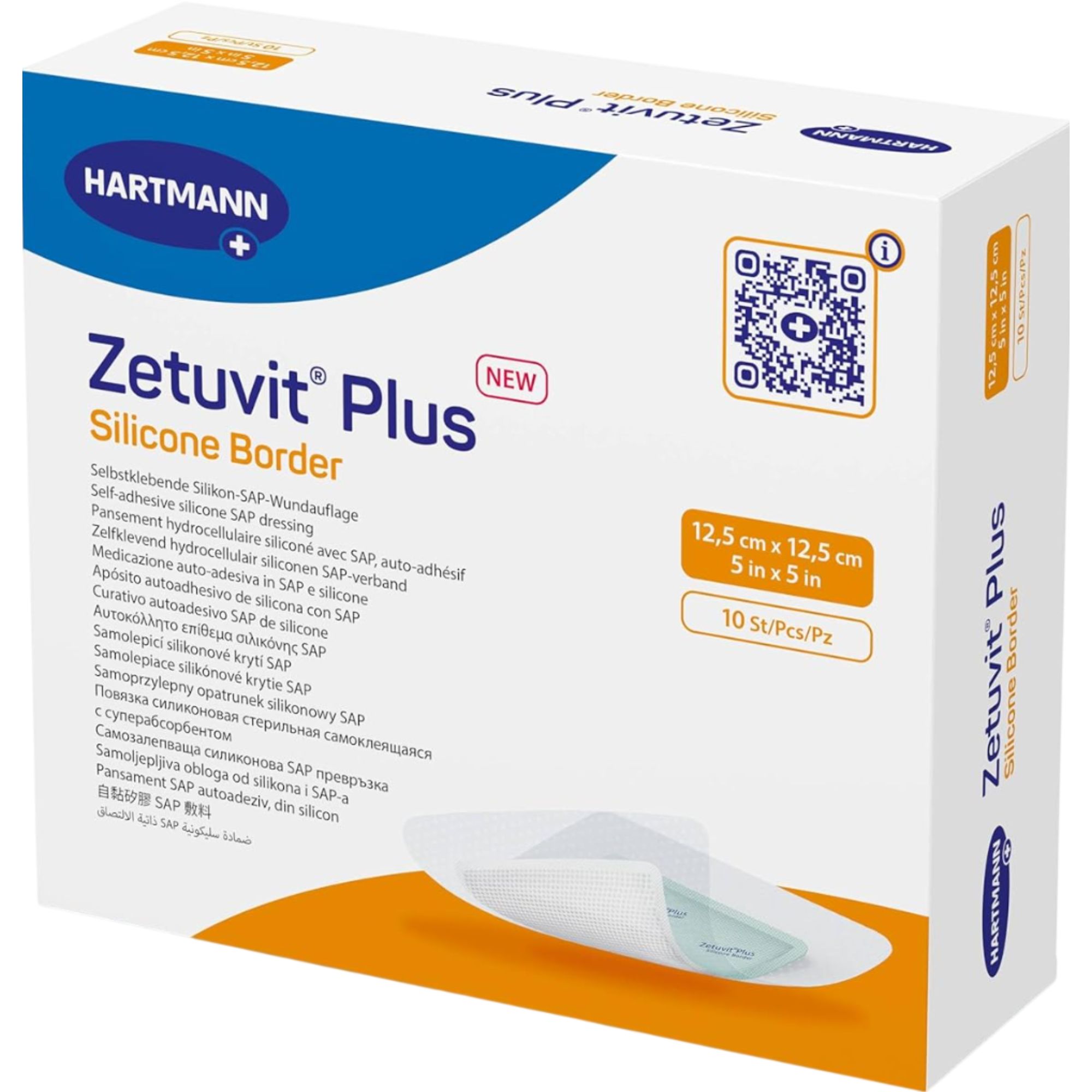 Zetuvit Plus Silicone Border Super Absorbent Dressing, 5 X 5