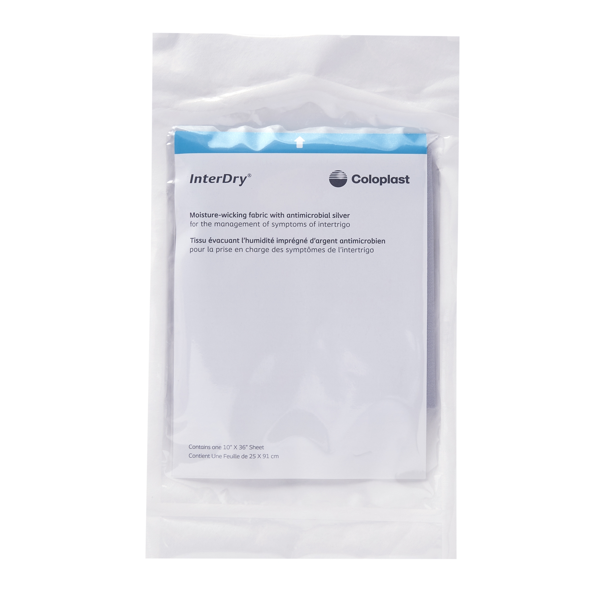 silver fabric wound dressing Coloplast Interdry Ag Textile With Antimicrobial Silver Complex, 10 X 36