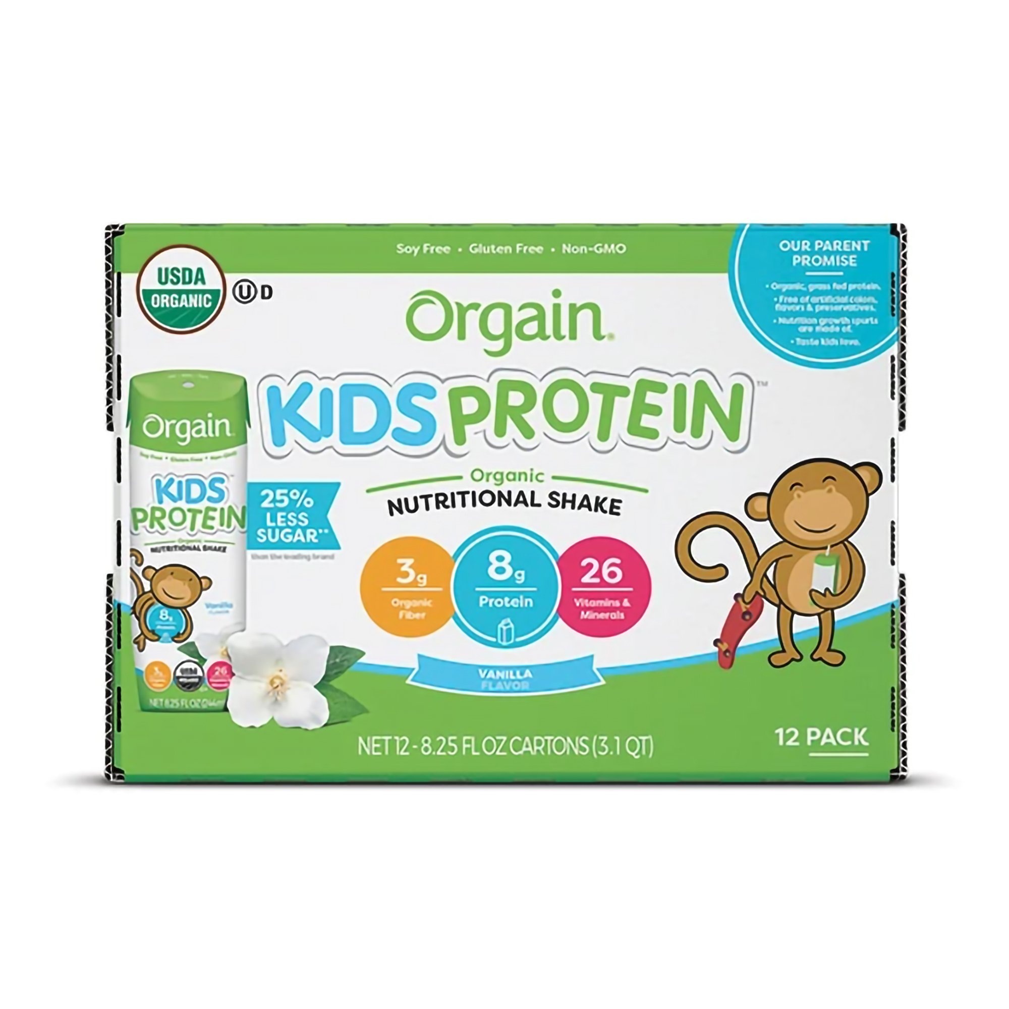 Orgain Organic Kids Nutritional Protein Shake, Chocolate - Kids Snacks with  8g Dairy Protein, 22 Vitamins & Minerals, Fruits & Vegetables, Gluten