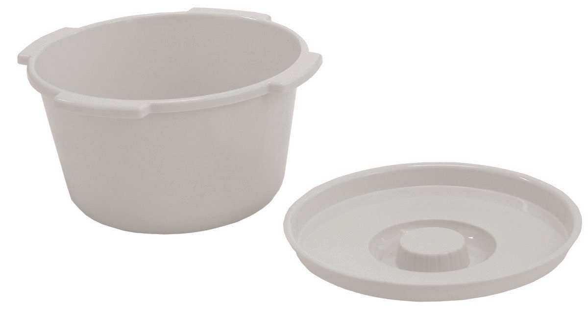 Drive Medical Commode Bucket With Handle & Cover - 7.5 Quart Gray Replacement Pail For Commode Chairs
