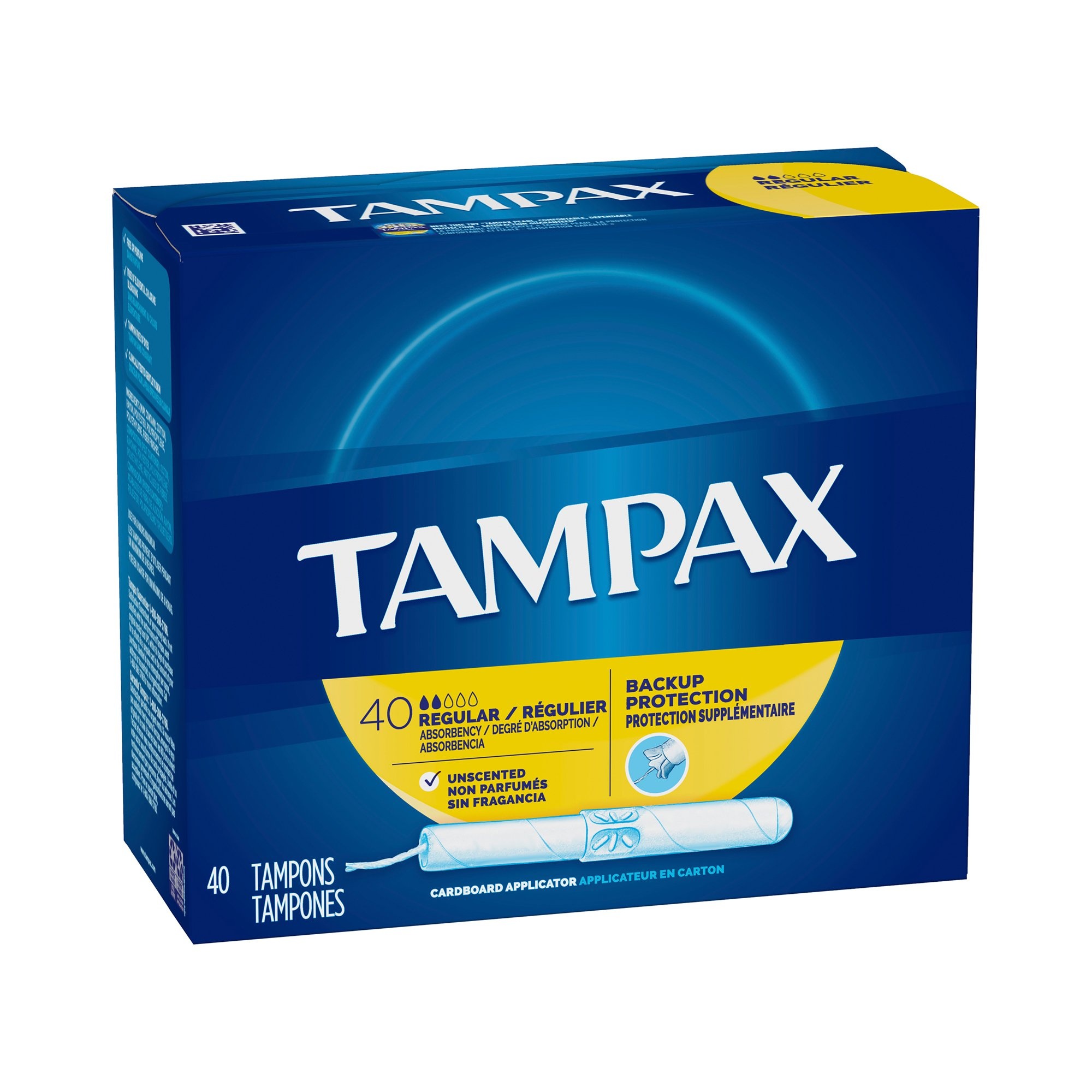 Tampax Tampons, Cardboard, Regular Absorbency, Feminine Care