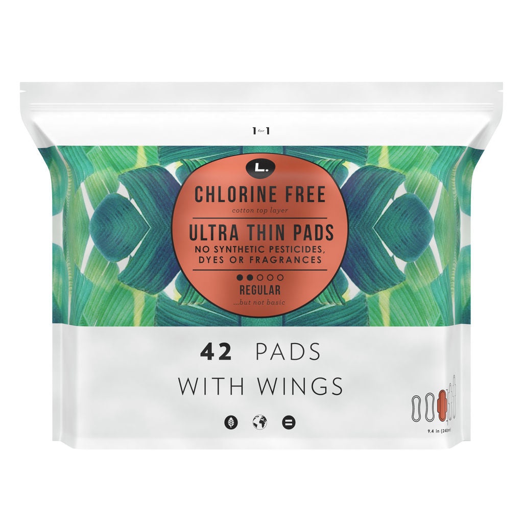 L. Pads, Ultra Thin, Chlorine Free, with Wings, Regular