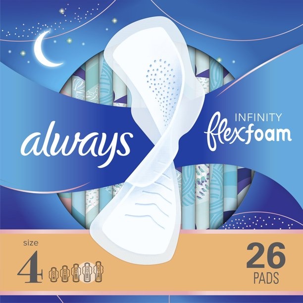 Always Infinity Pads with Wings, Size 4, Unscented, Overnight