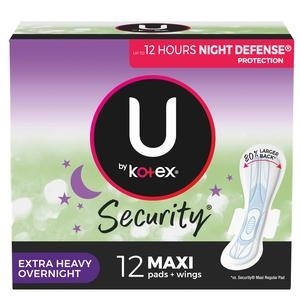 U by Kotex Security Maxi Pads with Wings, Extra Heavy Absorbency