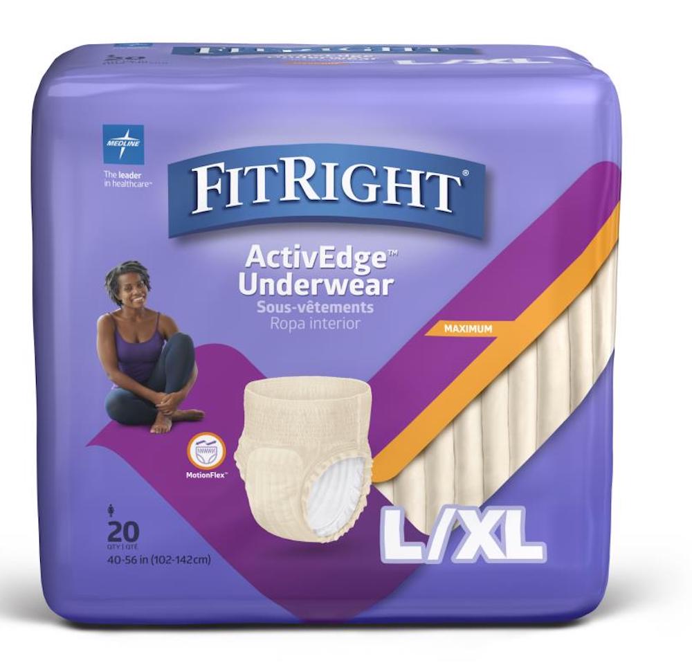 FitRight Fresh Start Incontinence and Postpartum Underwear for Women,  Large, Beige (12 Count) Ultimate Absorbency, Disposable Underwear with The