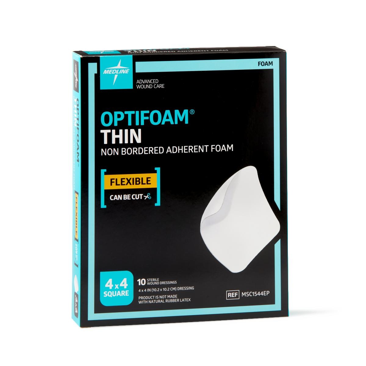 Optifoam Thin Adhesive Foam Dressing, 4 x 4 10/Box