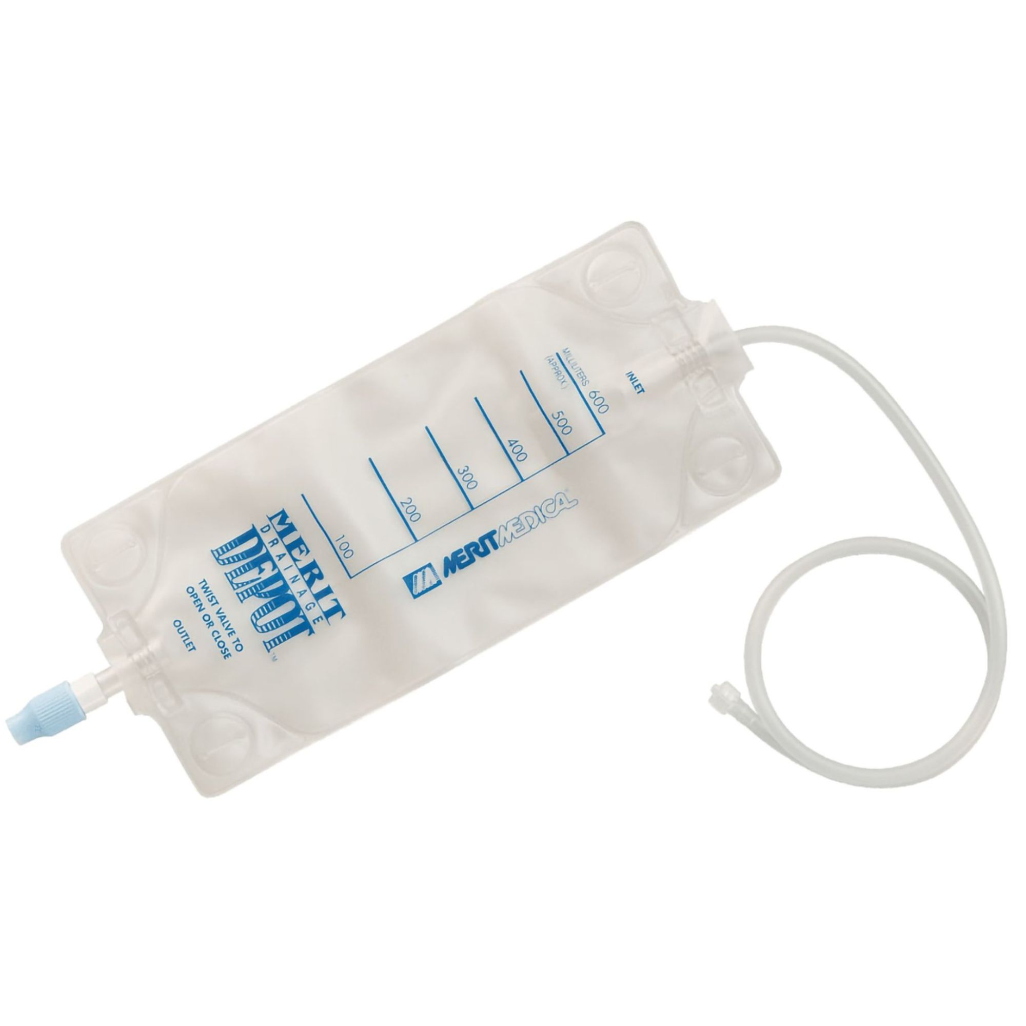 Merit Medical Merit Urinary Drainage Depot Bag, 600 mL | Box of 20 | Carewell