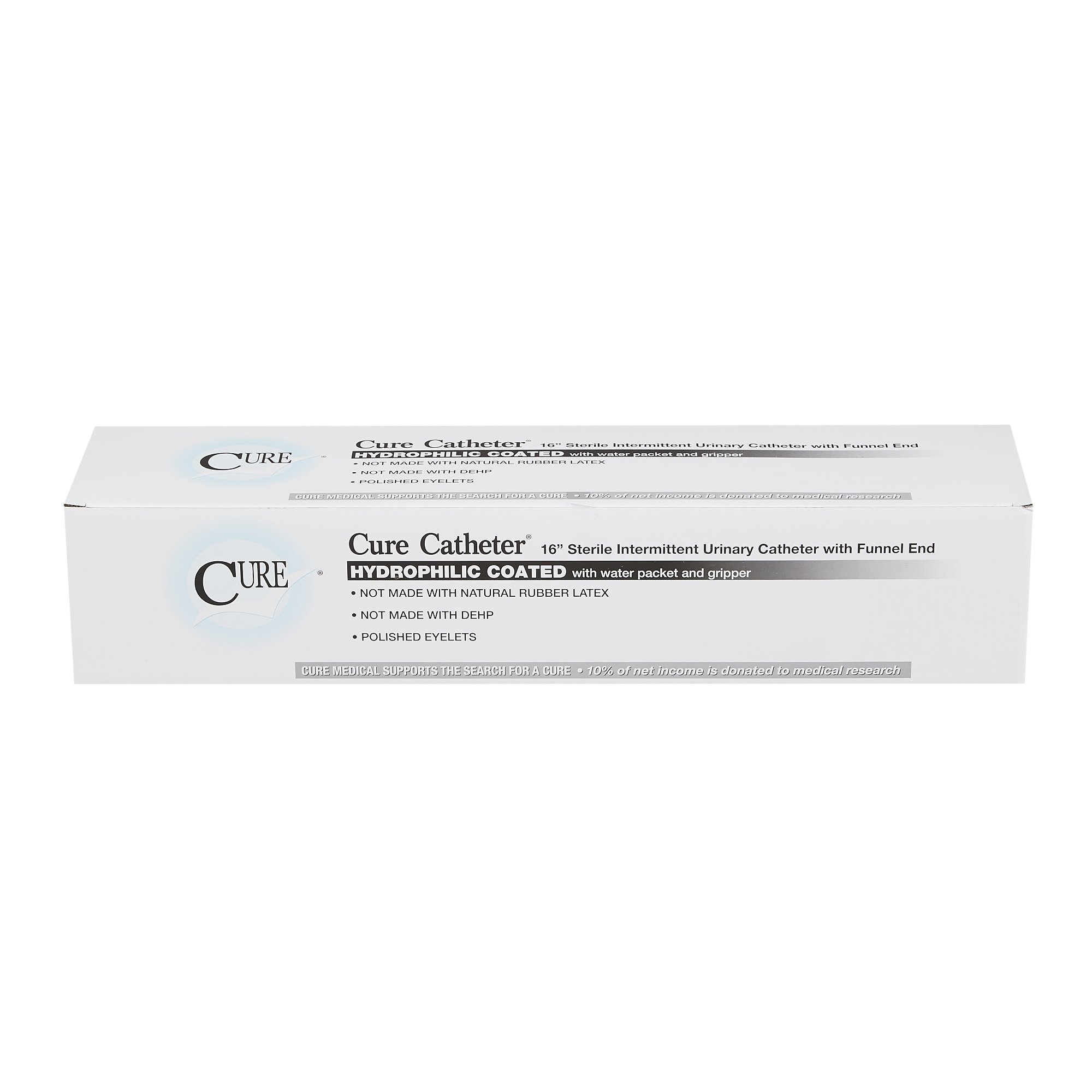 Cure Catheter Cure Hydrophilic Intermittent Coude Tip Catheter Size 16 inches | Case of 300 | Carewell