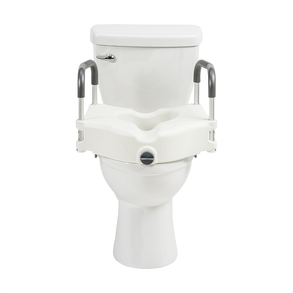 Medline 5 inch Elevated Locking Toilet Seat Without Arms, White, Microban Treated | G4-111MX1