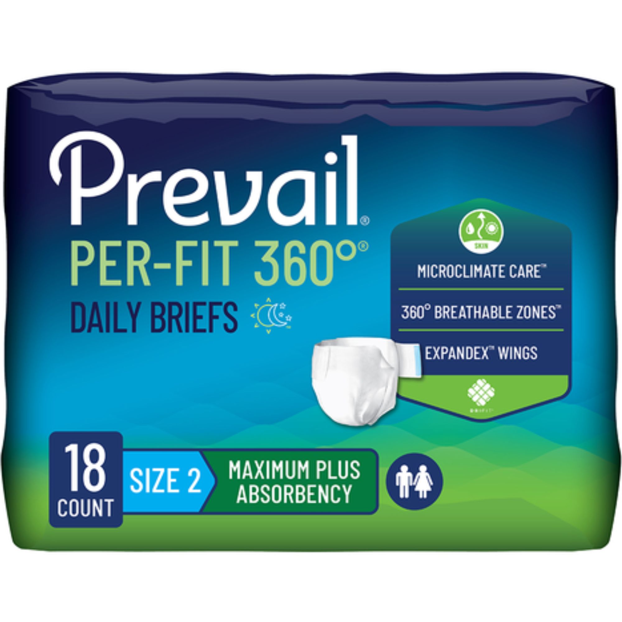 Prevail Per-Fit 360 Daily Adult Incontinence Briefs with Tabs, Maximum Plus