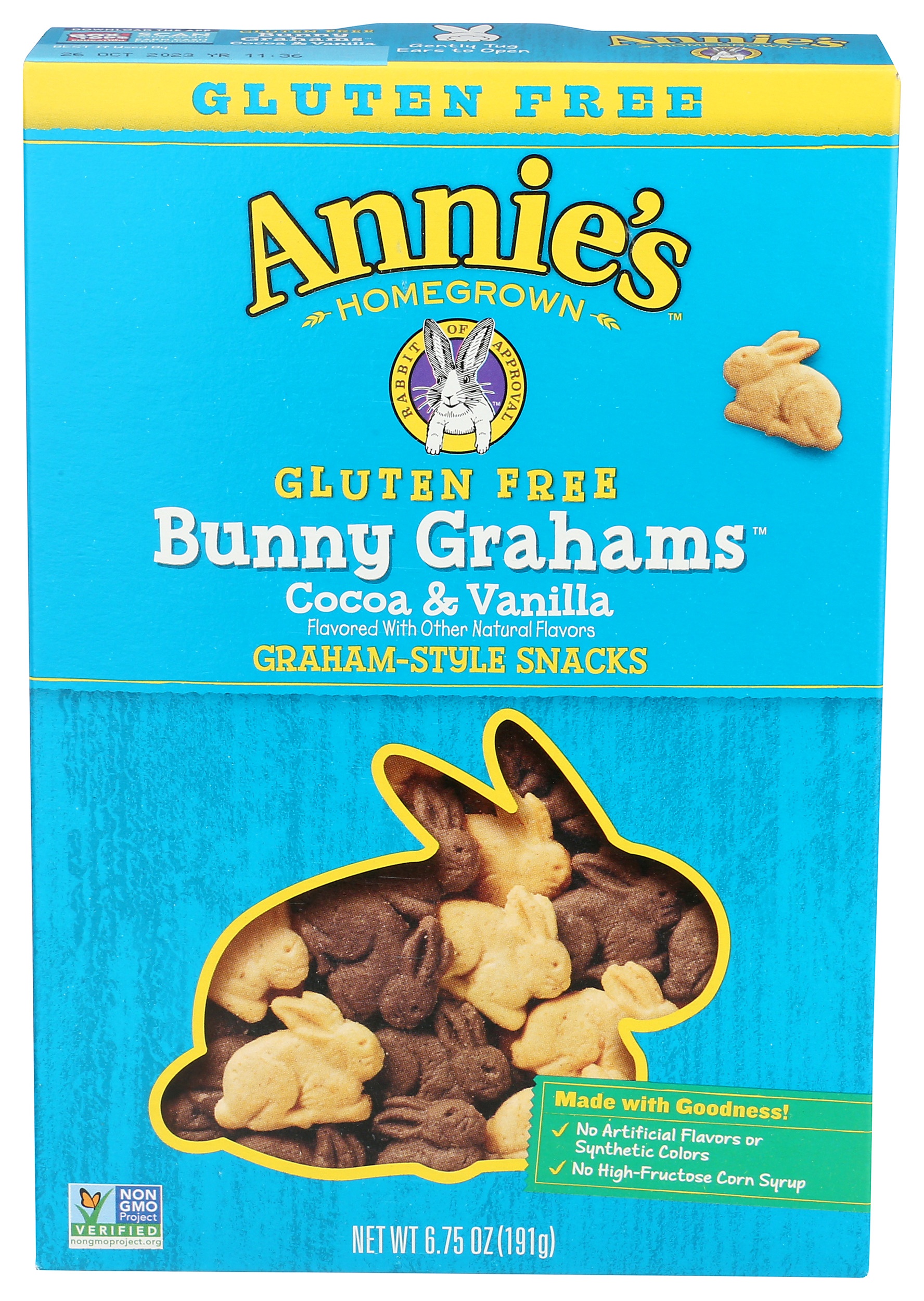 Save on Annie's Homegrown Bunny Grahams Cocoa & Vanilla Gluten