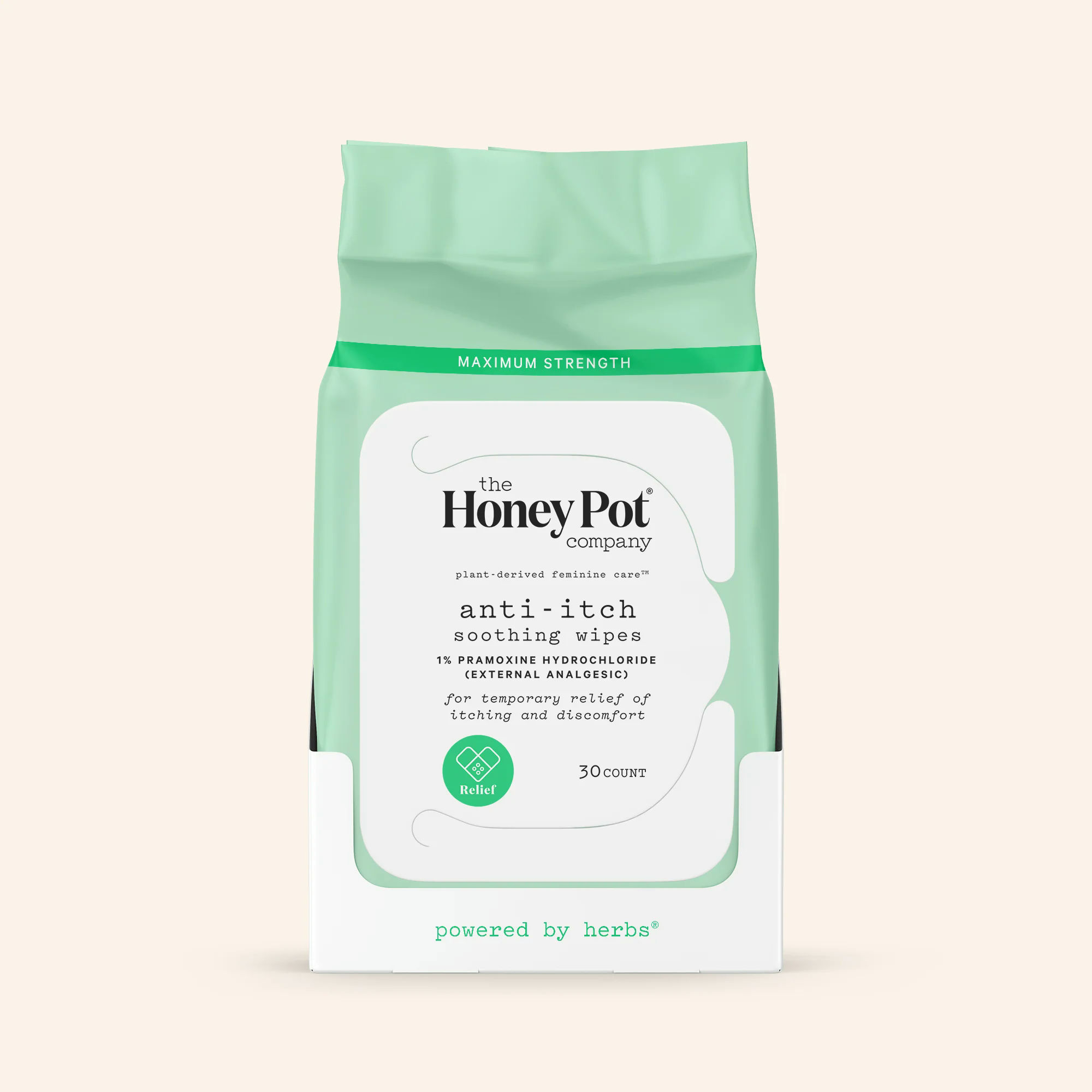 The Honey Pot Anti-Itch Wipes with 1% Pramoxine & Witch Hazel