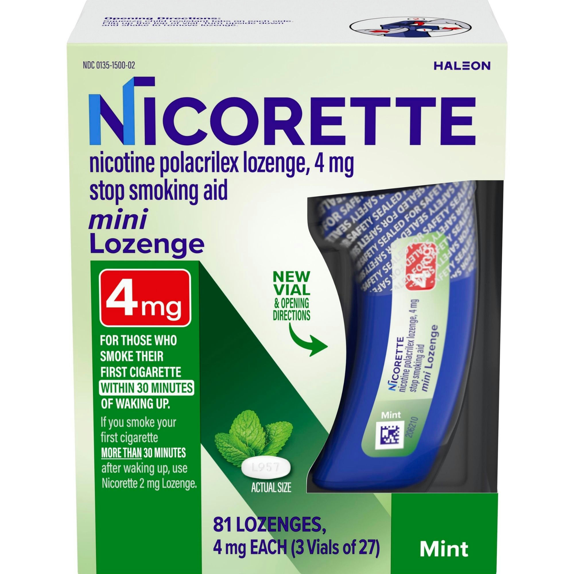 Nicorette Mini Nicotine Lozenges to Help Quit Smoking, 4 mgMint - 81  lozenges