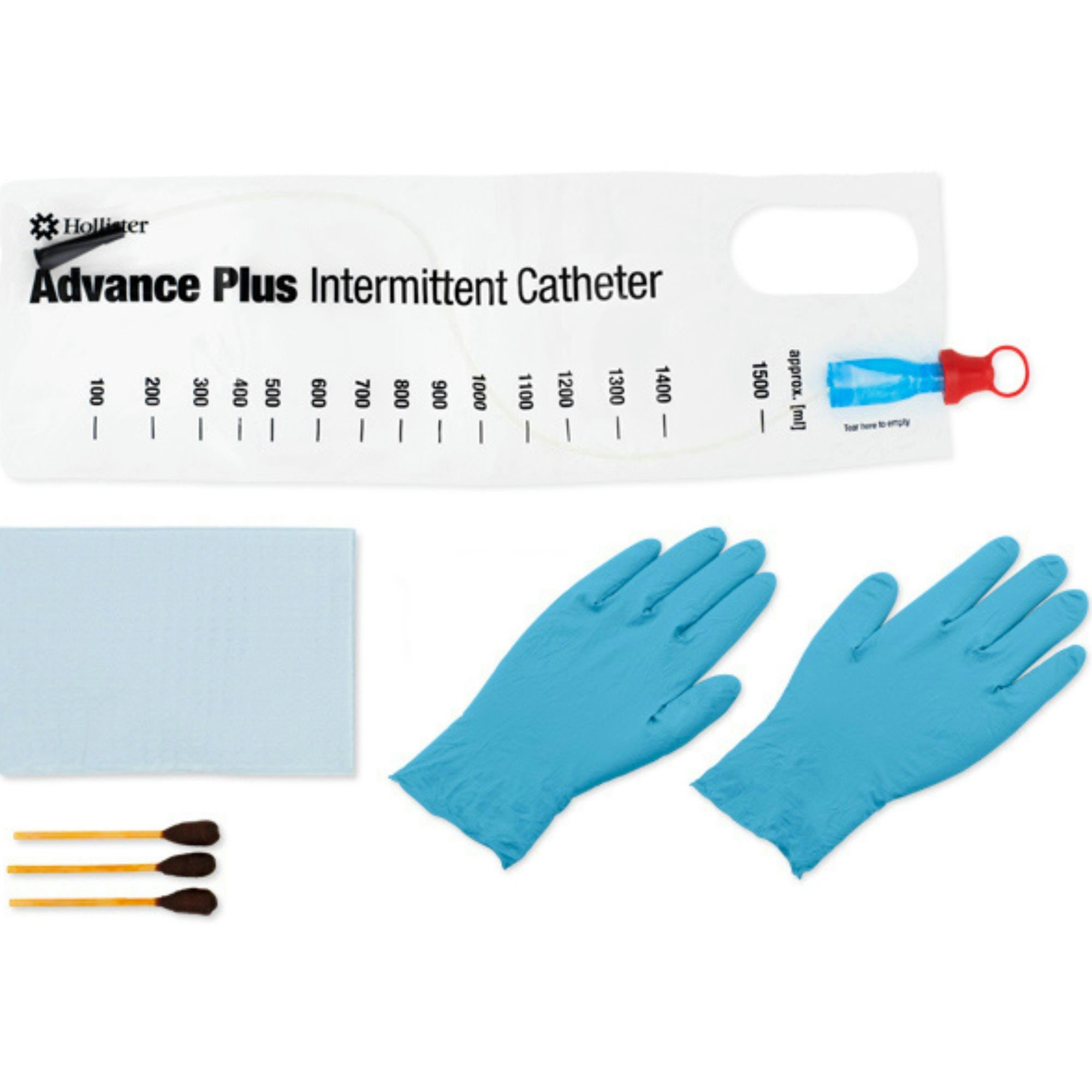 Hollister Advance Plus Intermittent Catheter System, Straight Tip Size 16 inches | Box of 100 | Carewell