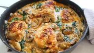 Skillet Chicken with Mushrooms & Spinach Quinoa