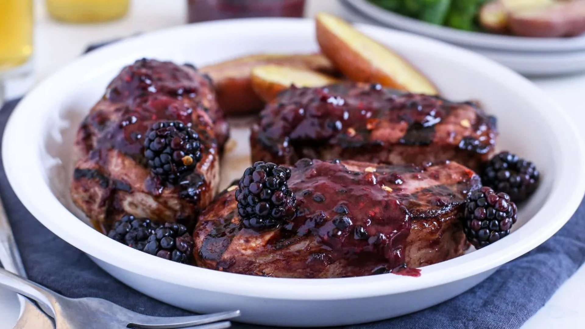 Blackberry Ginger Balsamic Pork Chops
