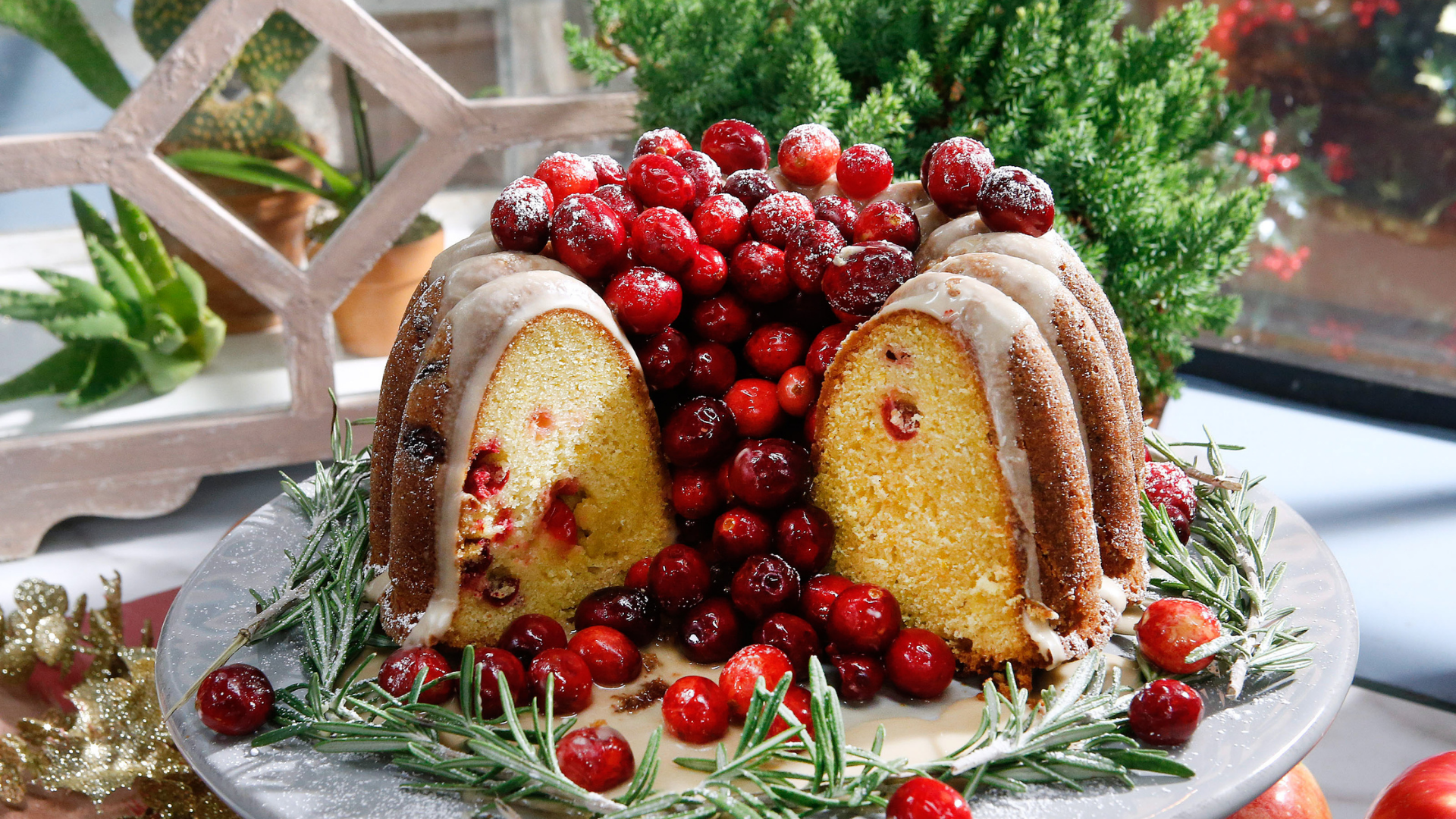 Cranberry–Orange Rosemary Bundt Cake