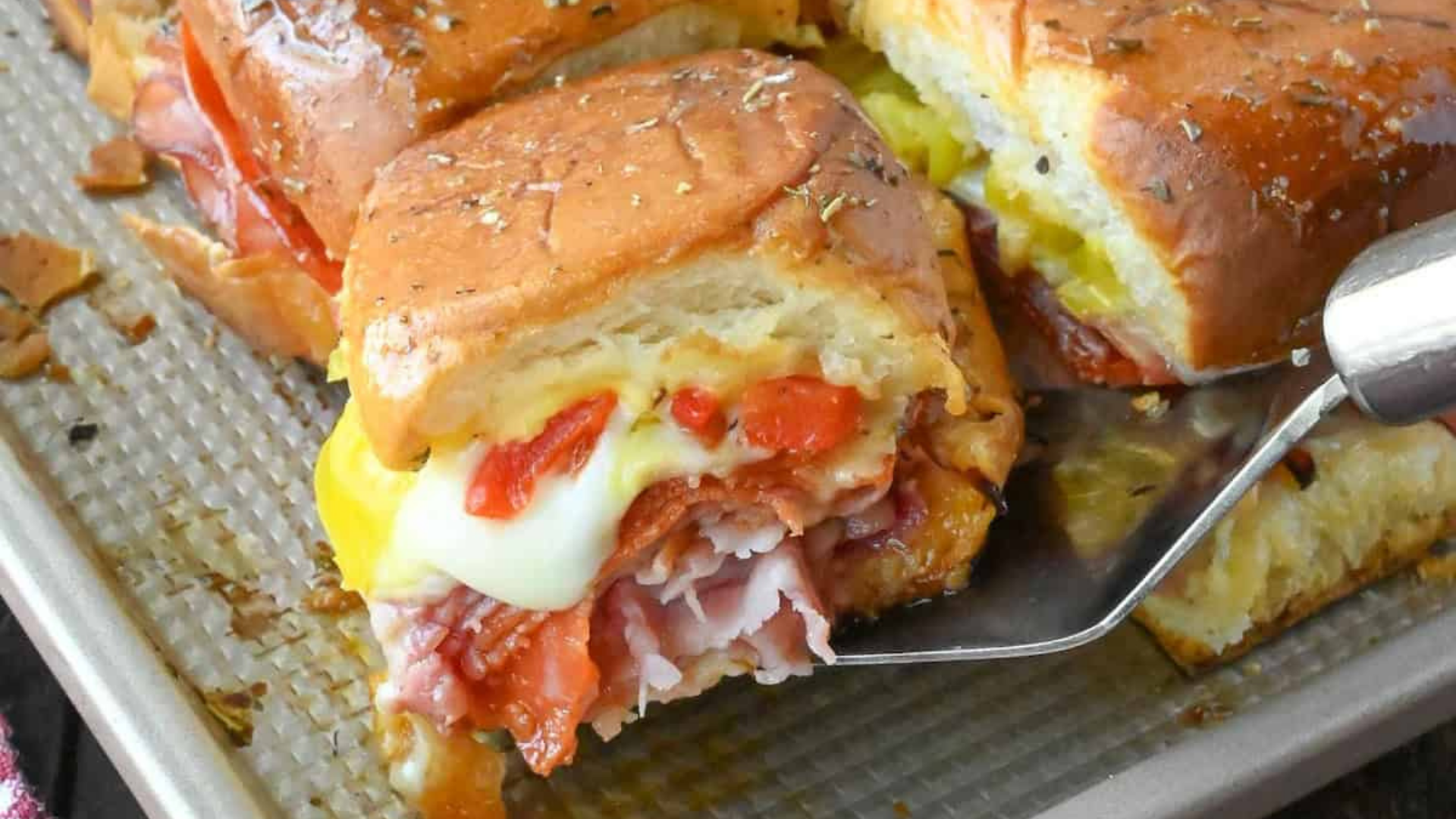 Hot Italian Ham & Swiss Sliders