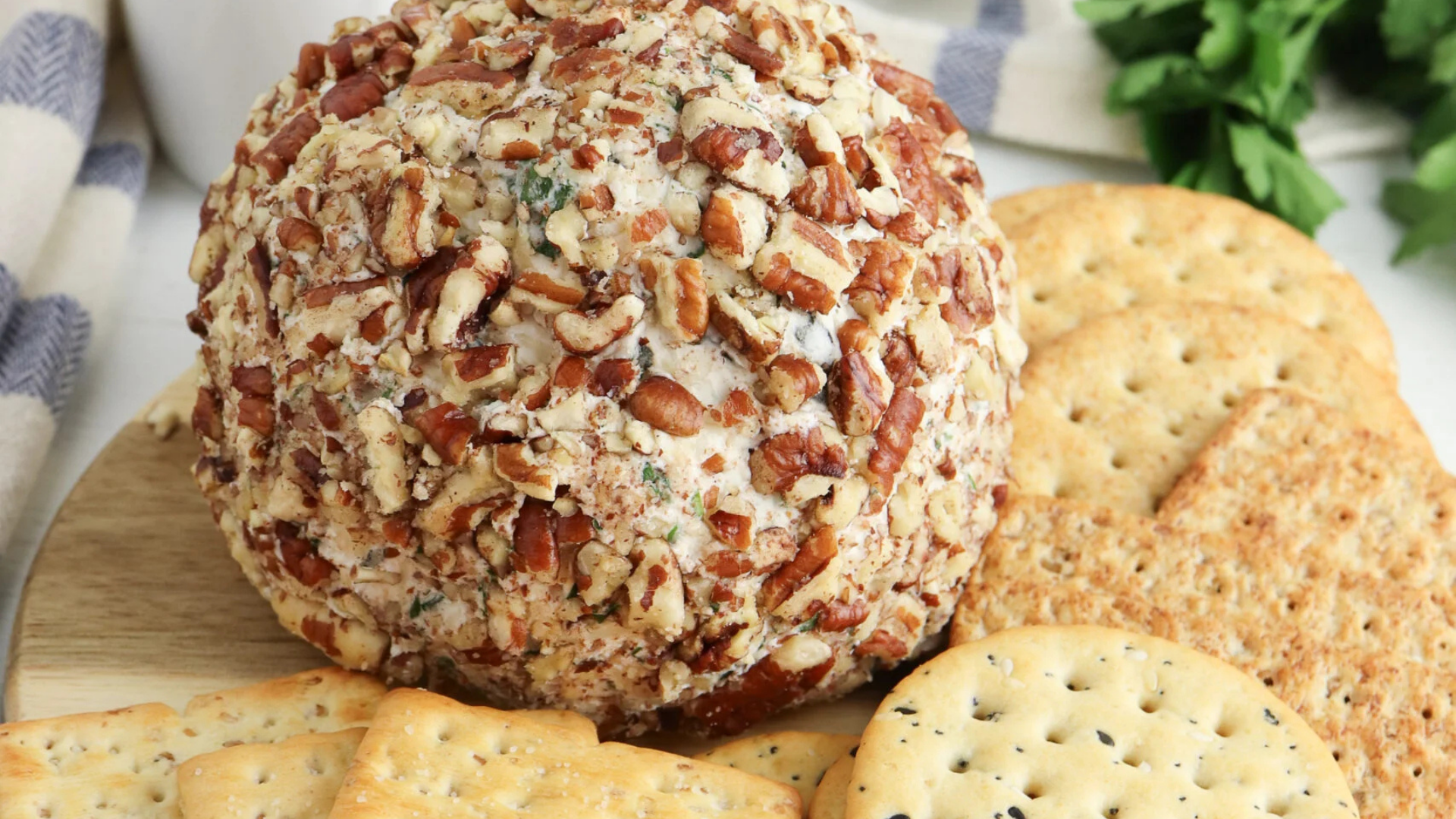 Neapolitan Herb Cheese Ball with Tuscan Herb Crostini