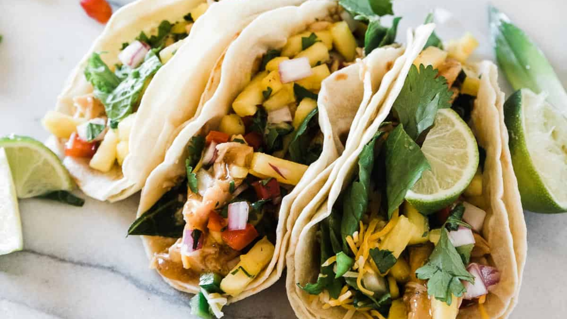 Teriyaki Chicken Tacos with Pineapple Two Ways