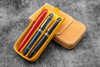 Galen Leather Co. C.H Honey Ochre Leather Magnum Opus 3 Slots Hard Pen Case with Removable Pen Tray