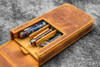 Galen Leather Co. C.H Brown Leather Magnum Opus 3 Slots Hard Pen Case with Removable Pen Tray