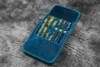 Galen Leather Co. Leather Magnum Opus 6 Slots Hard Pen Case with Removable Pen Tray - Ocean Blue