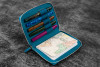 Galen Leather Co. Leather Zippered 5 Slots Pen Case Ocean Blue
