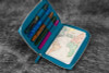 Galen Leather Co. Leather Zippered 5 Slots Pen Case Ocean Blue