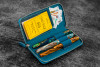 Galen Leather Co. Leather Zippered 3 Slots Pen Case C.H. Ocean Blue