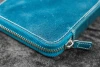 Galen Leather Co. Leather Zippered 10 Slots Pen Case Crazy Horse Ocean Blue