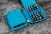 Galen Leather Co. Leather Zippered 10 Slots Pen Case Crazy Horse Ocean Blue