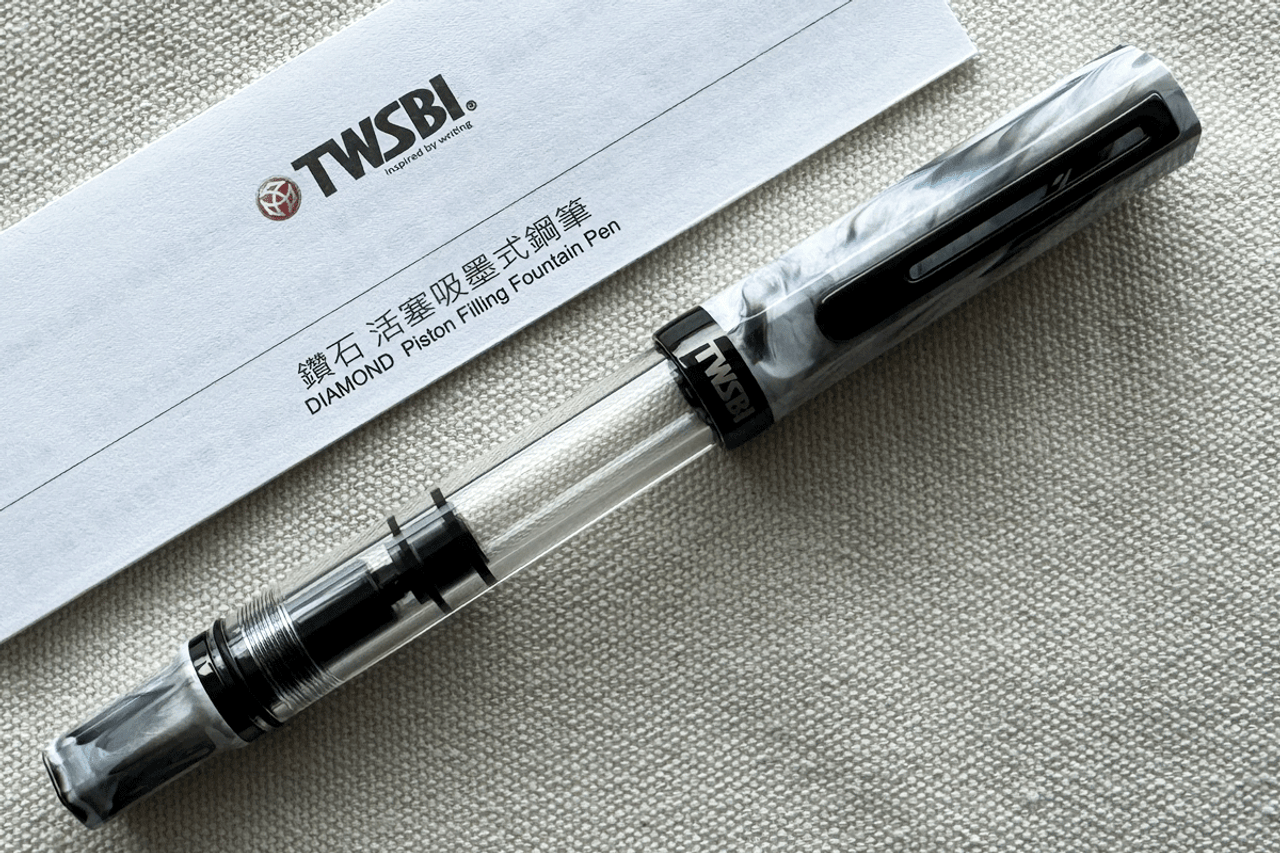 TWSBI Eco Carrara with Onyx Trim Fountain Pen  TWSBI Eco Carrara with Onyx Trim Fountain Pen