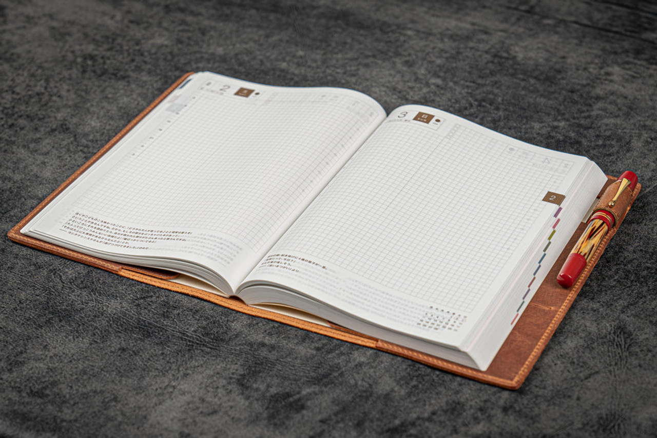Galen Leather Co. C.H Tan Leather Slim A5 Notebook / Planner Cover