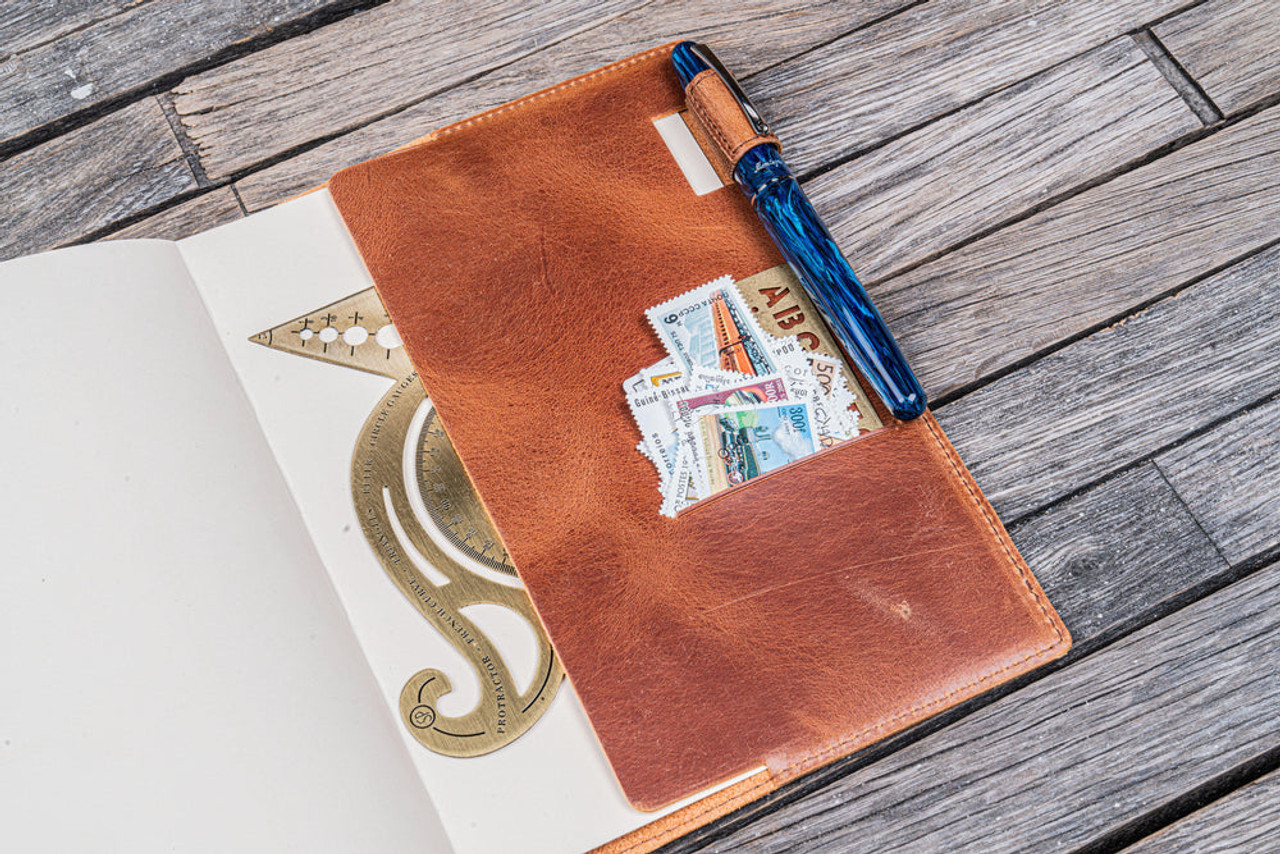 Galen Leather Co. C.H Tan Leather Slim A5 Notebook / Planner Cover