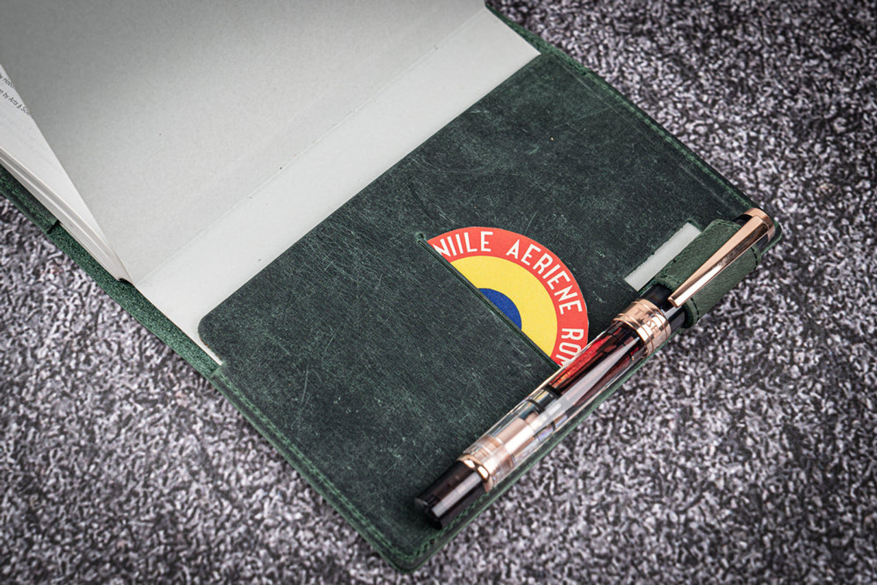 Galen Leather Co. C.H Forest Green Leather Slim A6 Notebook / Planner Cover