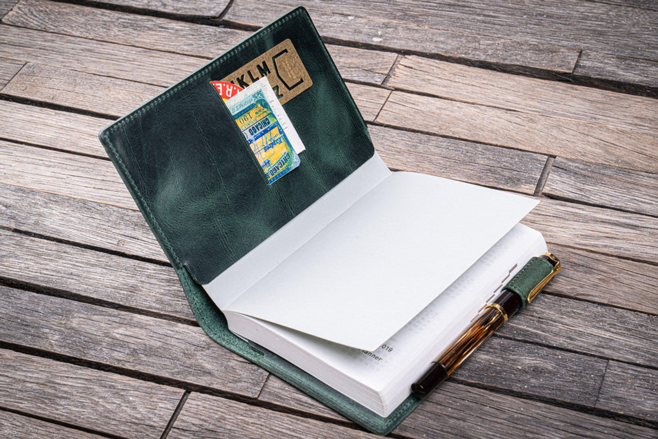 Galen Leather Co. C.H Forest Green Leather Slim A6 Notebook / Planner Cover