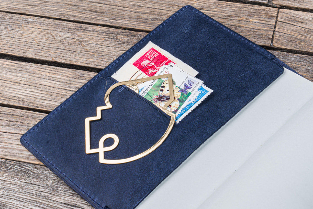 Galen Leather Co. C.H Navy Blue Leather Slim A6 Notebook / Planner Cover