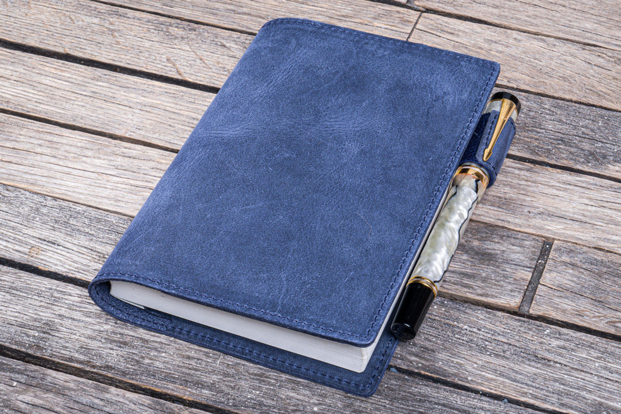 Galen Leather Co. C.H Navy Blue Leather Slim A6 Notebook / Planner Cover