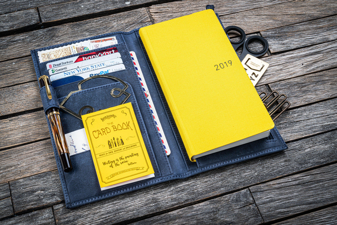 Galen Leather Co. C.H Navy Blue Leather Slim Hobonichi Weeks Planner Cover